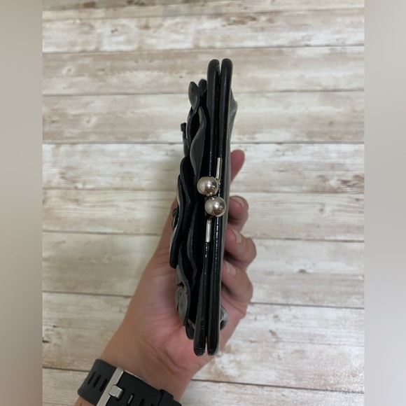 Brighton Purse Small Black Patent Leather Flower Floral Lining - Picture 6 of 16